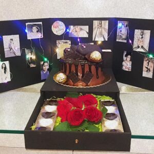 Explosion Box Cake with Chocolates & Roses