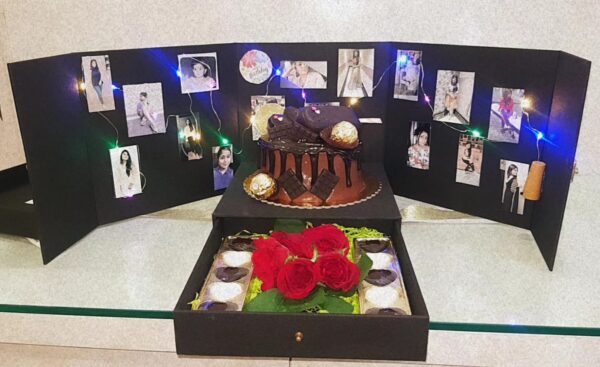 Explosion Box Cake with Chocolates & Roses