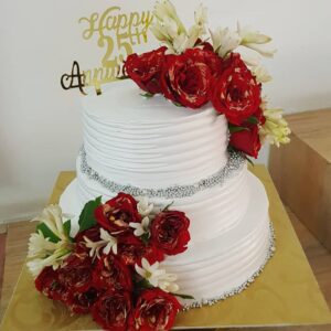 White 2-Tier Floral Cake