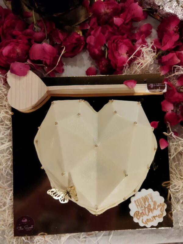 White Heart Pinata Cake
