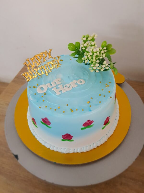 Our Hero Floral Birthday Cake