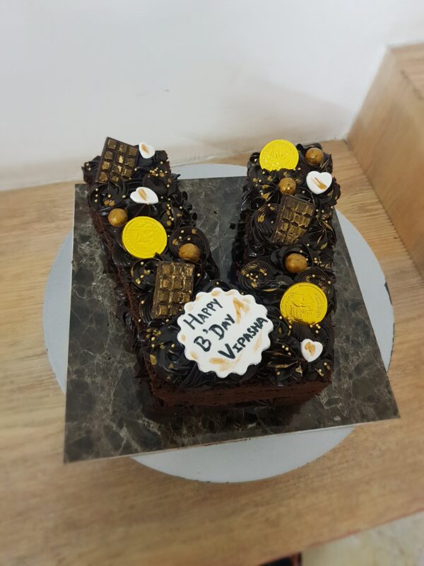 Alphabet V Chocolate Cake