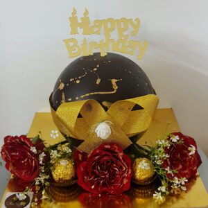 Golden Ribbon Chocolate Pinata Cake