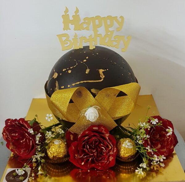 Golden Ribbon Chocolate Pinata Cake