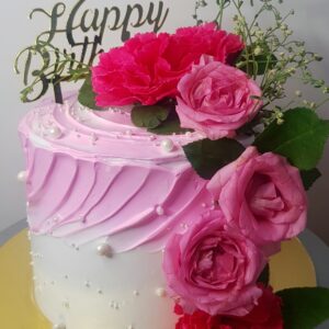 Pink Floral Birthday Cake