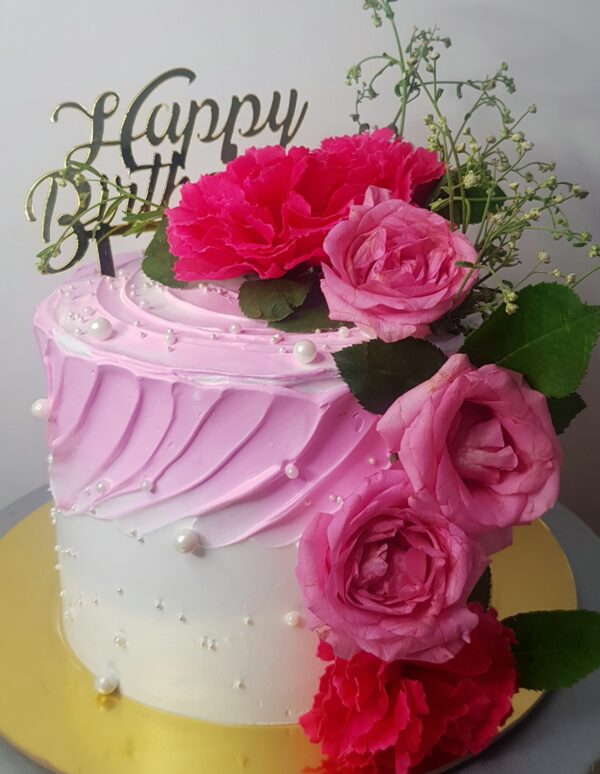 Pink Floral Birthday Cake