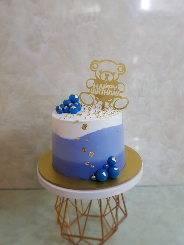 Teddy Blue Ombre Birthday Cake